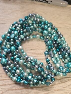 96" Blue Freshwater Pearls